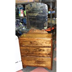 ANTIQUE 3 DRAWER DRESSER (32"X16"X35) WITH MIRROR