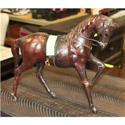 VINTAGE LEATHER WRAPPED HORSE STATUE
