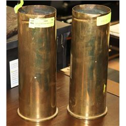 PAIR OF ARTILLERY SHELLS BRASS 13" TALL