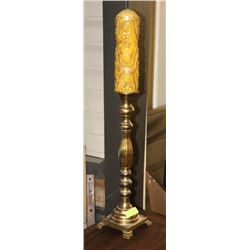 LARGE BRASS CANDLE HOLDER WITH CANDLE 33" TALL