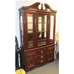 WOOD & GLASS BUFFET & HUTCH 51"X16.5"X84".