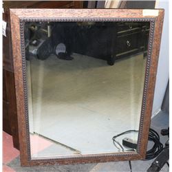 WOOD TONE FRAMED MIRROR