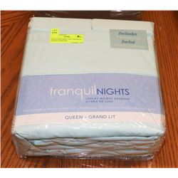 NEW QUEEN SHEET SET, TRANQUIL NIGHTS, SEAFOAM