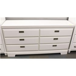 WHITE 6 DRAWER DRESSER 61.5"X16"X32.5"H. FURNITURE