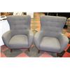 Image 1 : PAIR OF GREY FABRIC WING BACK CHAIRS. FURNITURE