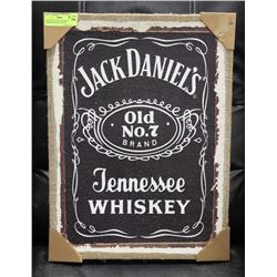 NEW JACK DANIELS WHISKEY FRAMED BURLAP CANVAS