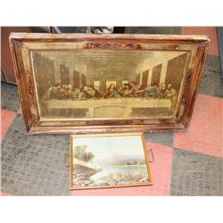 ESTATE FRAMED LAST SUPPER SOLD WITH PICTURE TRAY
