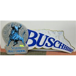 LOT OF 2 BEER SIGNS BUSCH AND SCHLITZ
