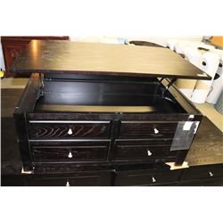 BLACK LIFT TOP COFFEE TABLE WITH DRAWERS
