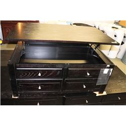 BLACK LIFT TOP COFFEE TABLE WITH DRAWERS