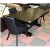 Image 1 : DUAL PEDESTAL DINING TABLE WITH 4 CHAIRS AND LEAF.