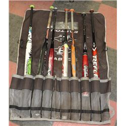 7 ASSORTED ALUMINUM BASKETBALL BATS IN CASE