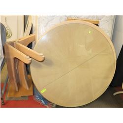 ROUND KITCHEN TABLE WITH BASE, LEAF AND GLASSTOP