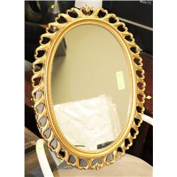 GOLD TONE OVAL FRAMED MIRROR