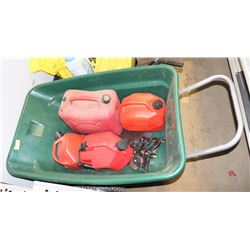 PLASTIC WHEEL BARROW WITH HAND SAWS AND GAS