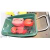 Image 1 : PLASTIC WHEEL BARROW WITH HAND SAWS AND GAS