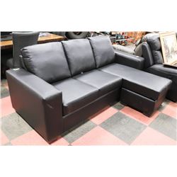 NEW BLACK LEATHERETTE MINI REVERSABLE SECTIONAL