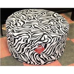 ZEBRA PRINT FABRIC STORAGE OTTOMAN