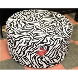 ZEBRA PRINT FABRIC STORAGE OTTOMAN