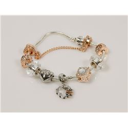 NEW! PANDORA STYLE 925 SILVER CHARM BRACELET