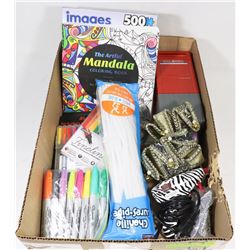 BOX W/ARTS & CRAFTS INCL. MARKERS, ADULT
