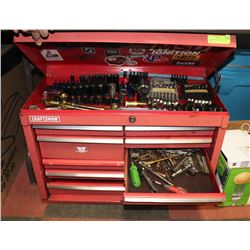 TOOL BOX FULL OF ASSORTED TOOLS.