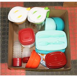 BOX W/RUBBERMAID FOOD STORAGE