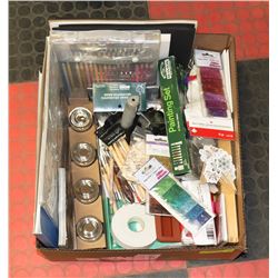 BOX FULL OF ARTS & CRAFTS SUPPLIES INCL.