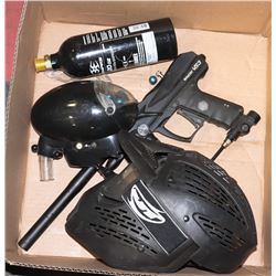 BOX W/PAINTBALL GEAR - SPYDER VS3 GUN