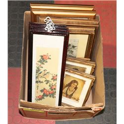 BOX OF FRAMED ARTS
