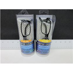 2 New Foster Grant Reading Glasses Advanced Multi focus + 1.75 / with case