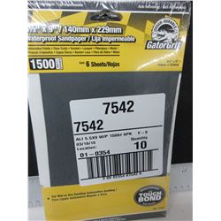 New Gator Grit Waterproof Sandpaper 1500 Grit / 6 sheets per pack / 10 packs