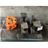 Image 1 : LOT OF 4 METAL LIFT EXTENSIONS & 1 TON TROLLEY