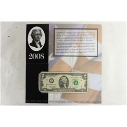 2008 NEW YORK $2 SINGLE NOTE 2003-A SERIAL