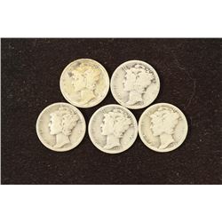 1920,23,26-D & 2-1927 MERCURY DIMES