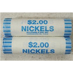 2-$2 ROLLS OF 2004-D JEFFERSON NICKELS BU