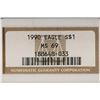Image 3 : 1990 AMERICAN SILVER EAGLE NGC MS69