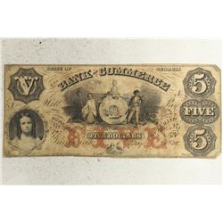 1858 BANK OF COMMERCE STATE OF GEORGIA $5