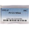 Image 3 : 1992-P KENNEDY HALF DOLLAR PCGS MS66