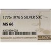 Image 3 : 1776-1976-S SILVER KENNEDY HALF DOLLAR NGC MS66