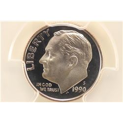 1990-S ROOSEVELT DIME PCGS PR69 DCAM