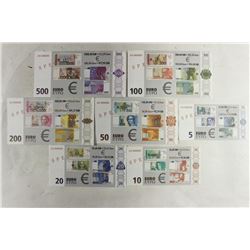 SPECIMEN SET OF 5,10,20,50,100,200 & 500 EURO