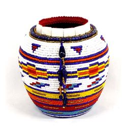 Beaded Metal Vase by Kathy Kills Thunder