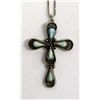 Image 1 : Zuni Sterling Turquoise Cross Pendant Necklace