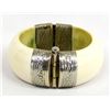 Image 1 : Asian Bone and Brass Bangle Bracelet