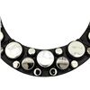 Image 1 : Metallic Button Bib Necklace - Black Plated