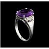 Image 4 : 4.13 ctw Amethyst and Diamond Ring - 14KT White Gold