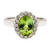 Image 2 : 2.92 ctw Green Tourmaline And Diamond Ring - 14KT White Gold