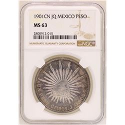 1901CN JQ Mexico Peso Coin NGC MS63