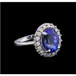 4.80 ctw Tanzanite and Diamond Ring - 14KT White Gold